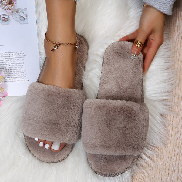 Women's Indoor Plush Flat Slippers