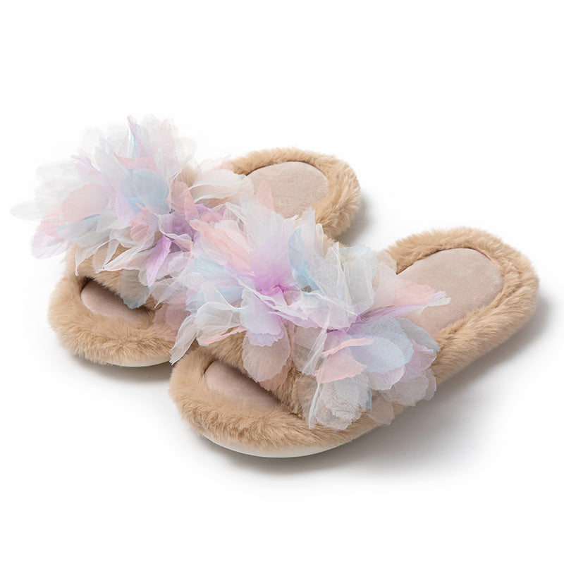 Petals Cotton Slippers Plush