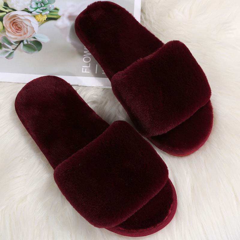 Women's Indoor Plush Flat Slippers