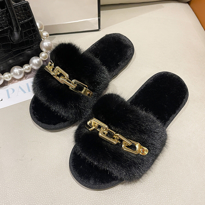 Women's Fashionable Warm Woolen Slippers