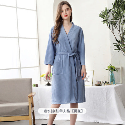 Women's Thin Couple's Nightgown Three Quarter Sleeve Bathrobe