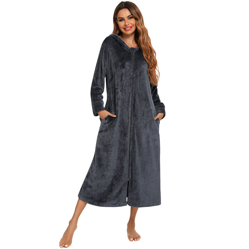 Women's Long Sleeve Zip Pajamas Home Wear