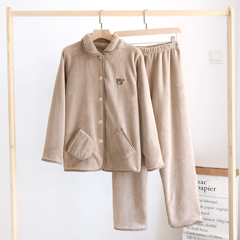 Japanese Solid Color Cute Bear Home Service Suit