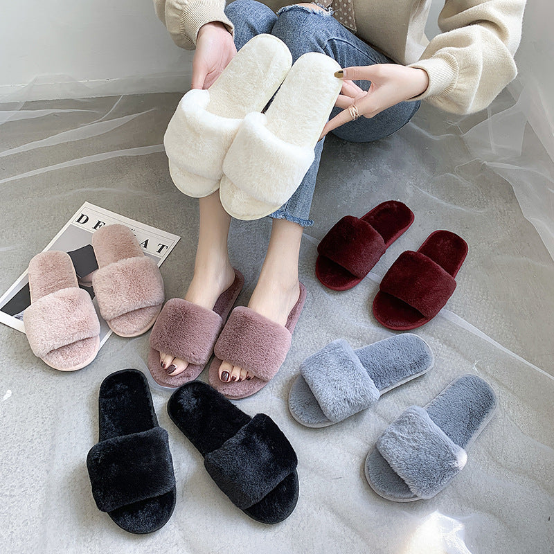 Ladies Fashion New Suede Plush Slippers