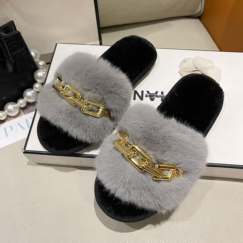 Women's Fashionable Warm Woolen Slippers