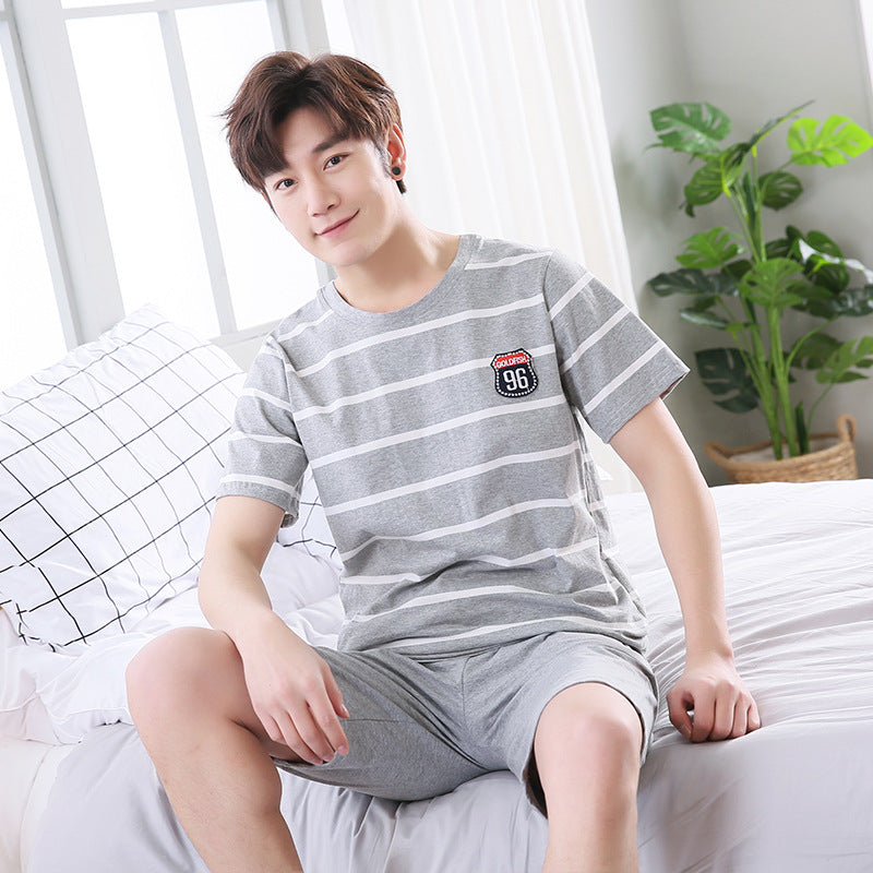 Men's Pajamas Short-sleeved Shorts Knitted Cotton Pullover