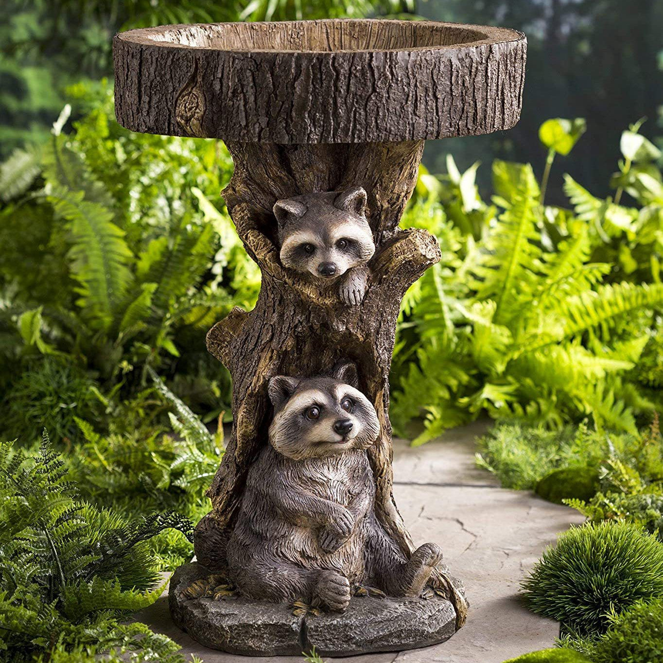 Garden Decoration Bird Bath Small Raccoon Resin Ornament