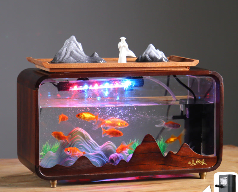 Fish Tank Flowing Water Light Luxury Living Room