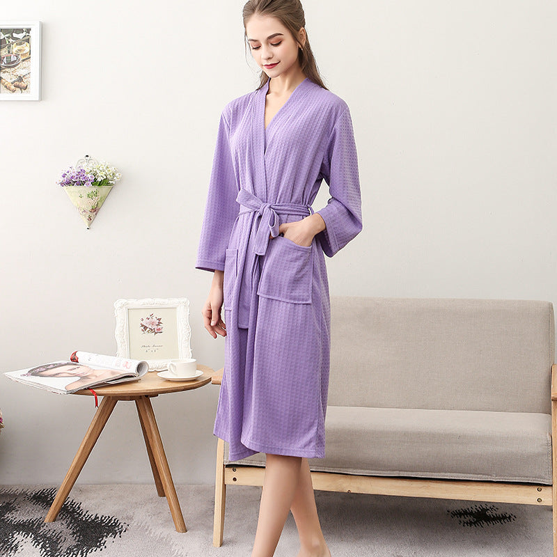 Women's Thin Couple's Nightgown Three Quarter Sleeve Bathrobe