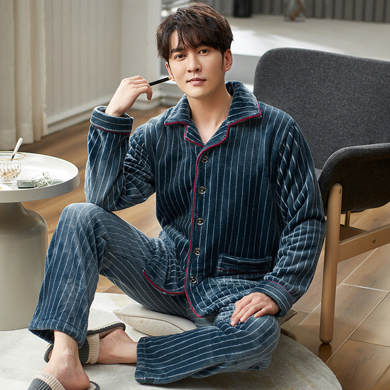 Men's Winter Flannel Pajamas Suit