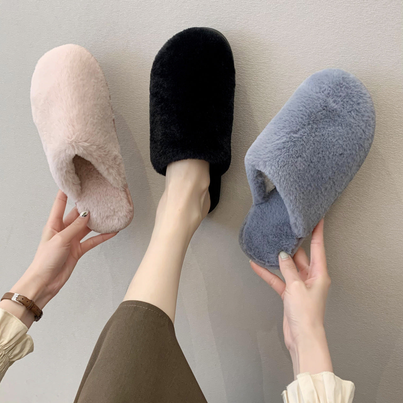 Thick Bottom Plush Home Indoor Warm Slippers