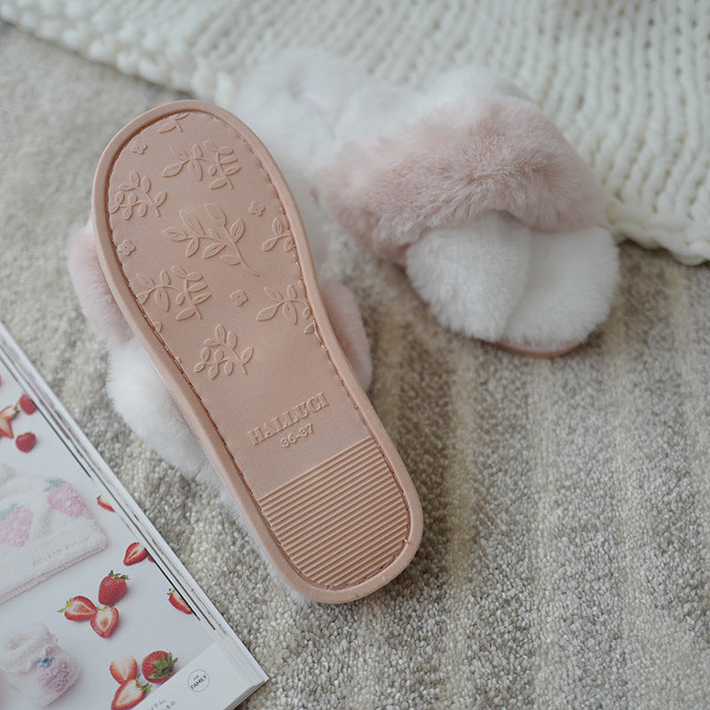 Bunny Fleece Soft Bottom Furry Slippers